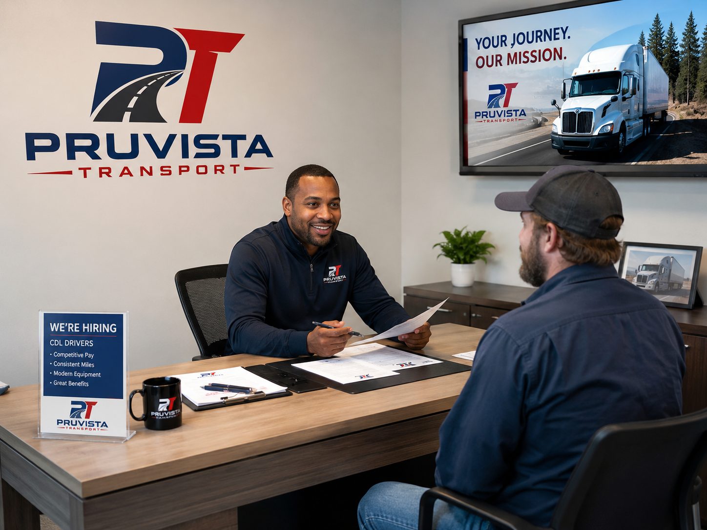 Pruvista Transport recruiter interviewing a driver